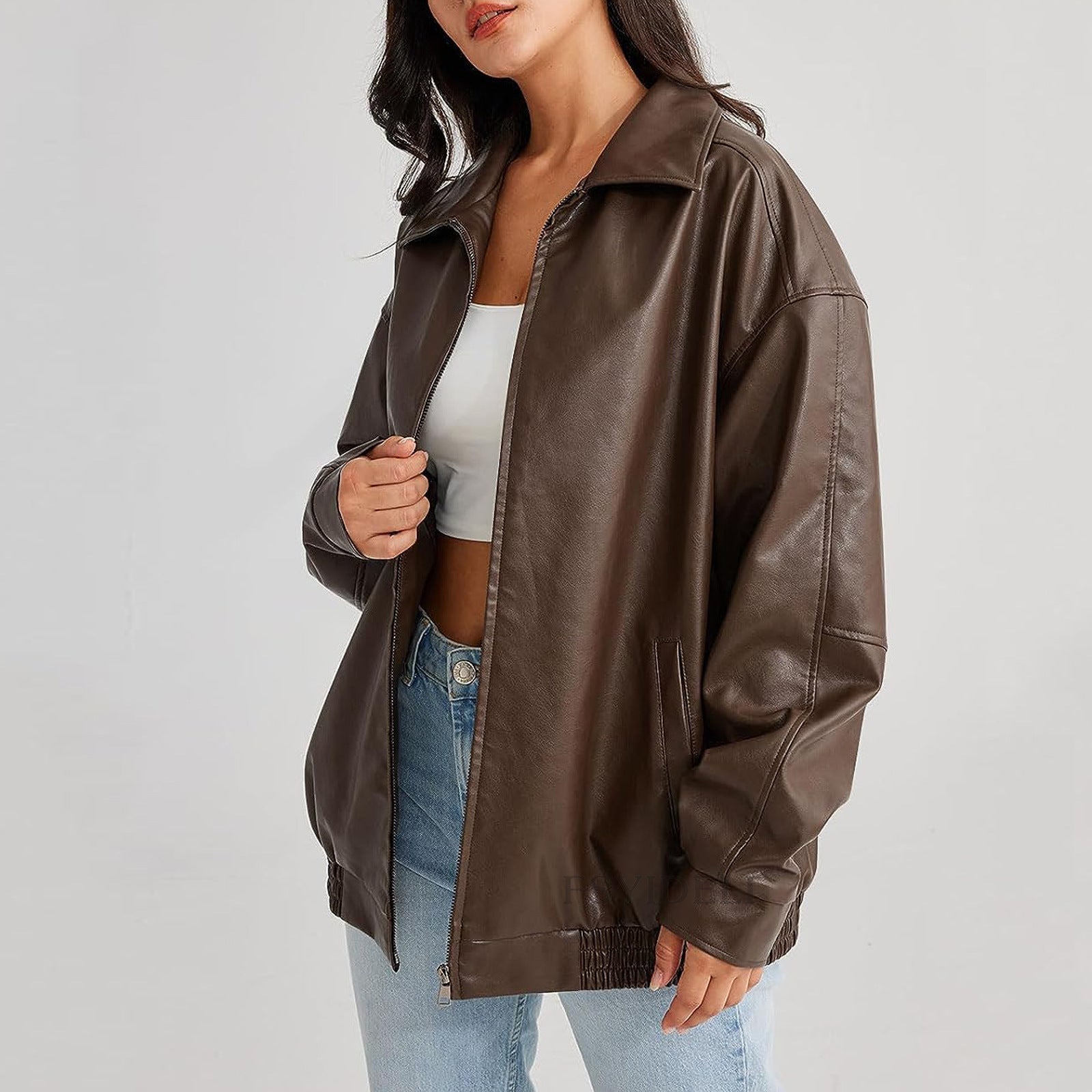 Charm | Blouson En cuir Zippé Femme