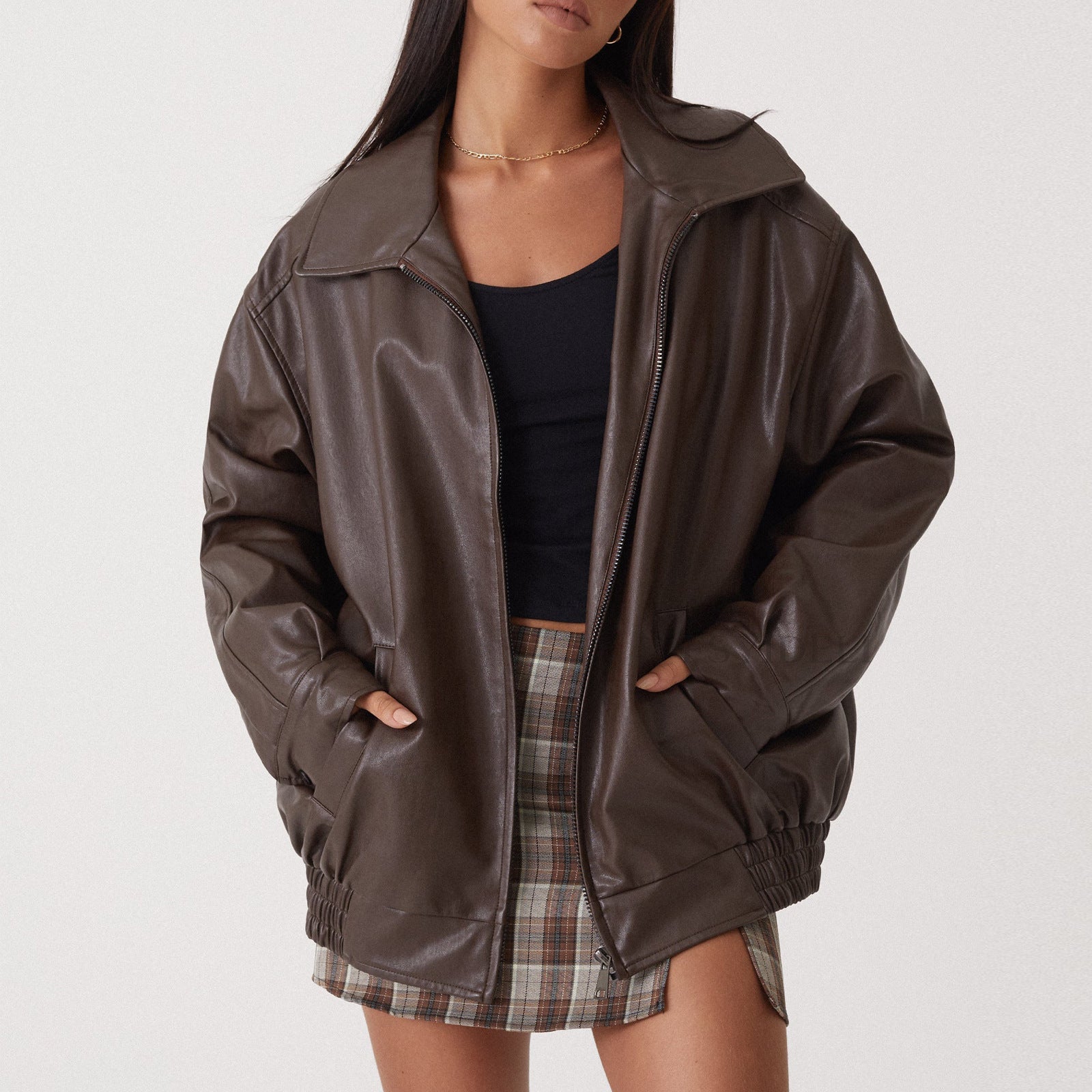 Charm | Blouson En cuir Zippé Femme