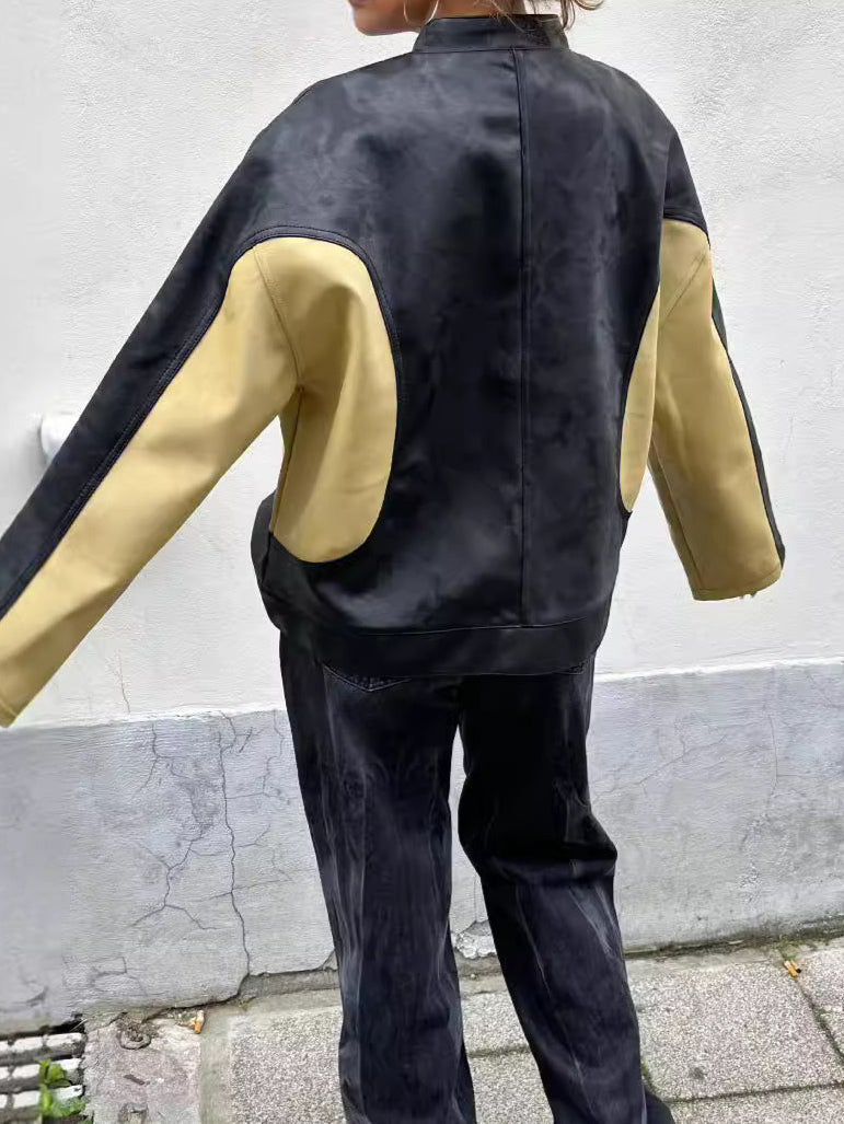 Iris | Veste En Cuir Contrasté