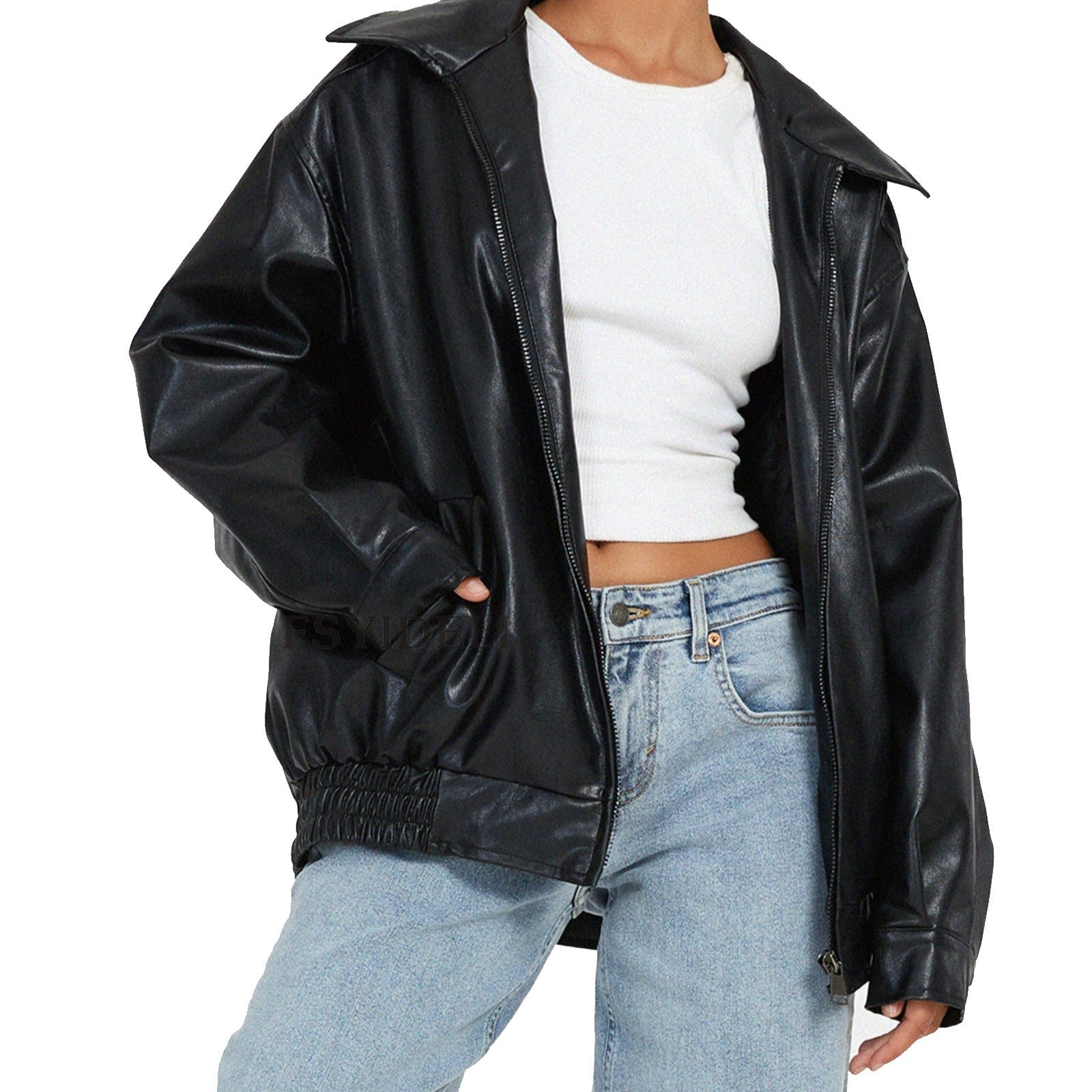 Charm | Blouson En cuir Zippé Femme