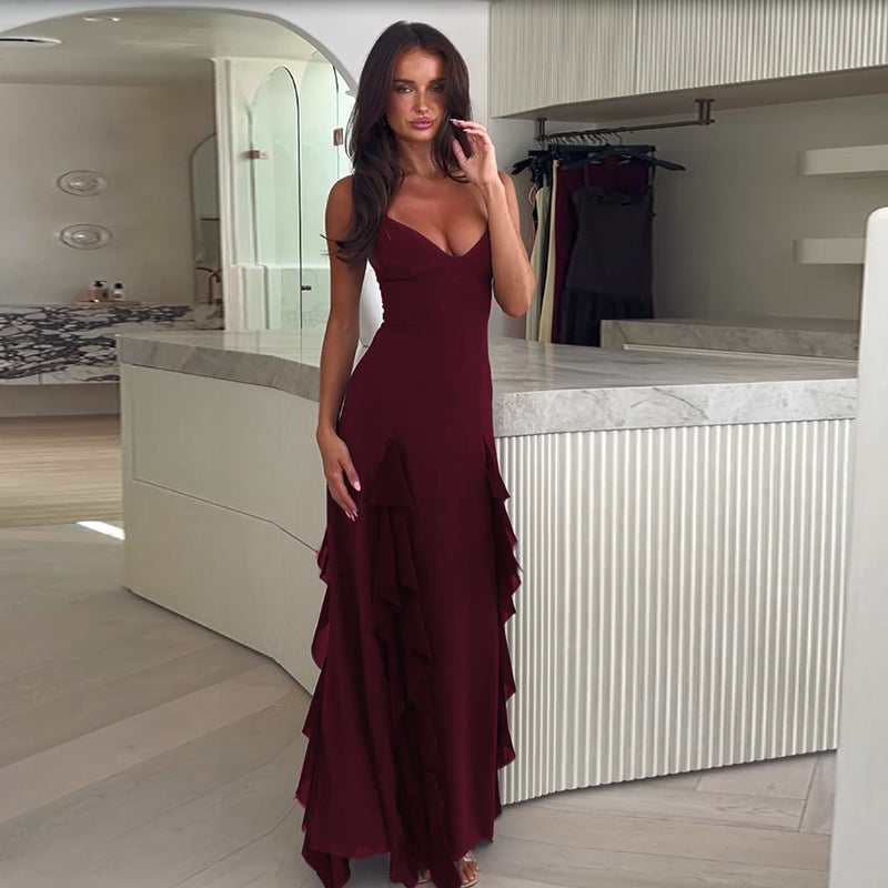Tania | Robe Longue Fendue à Bretelles