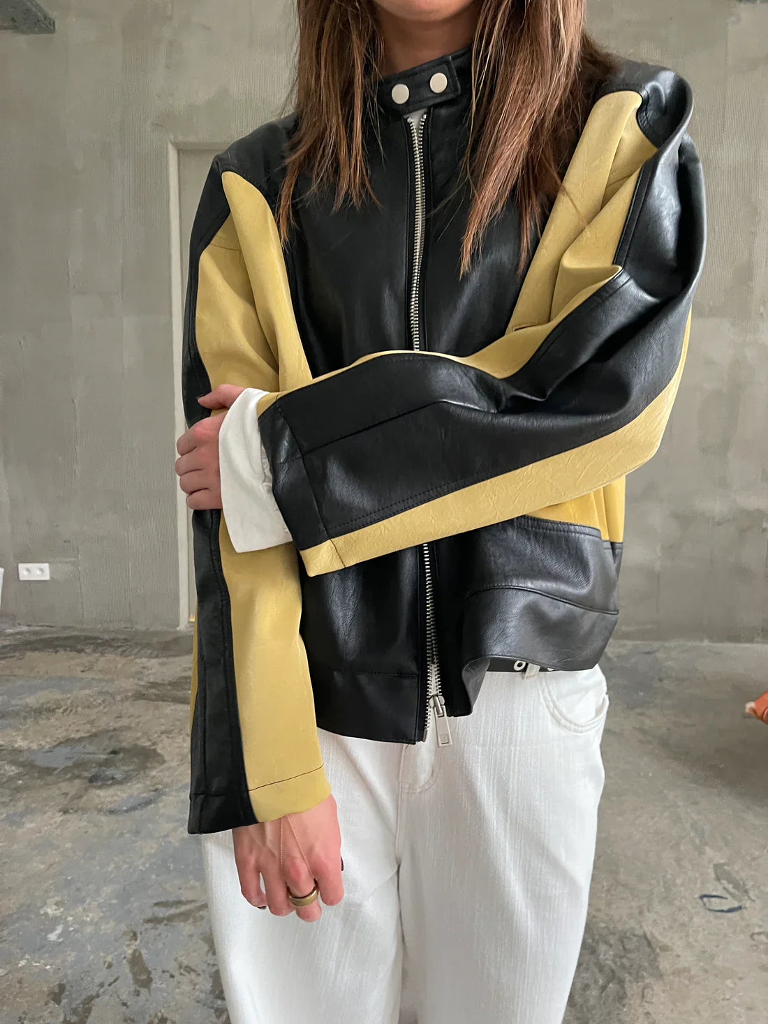 Iris | Veste En Cuir Contrasté
