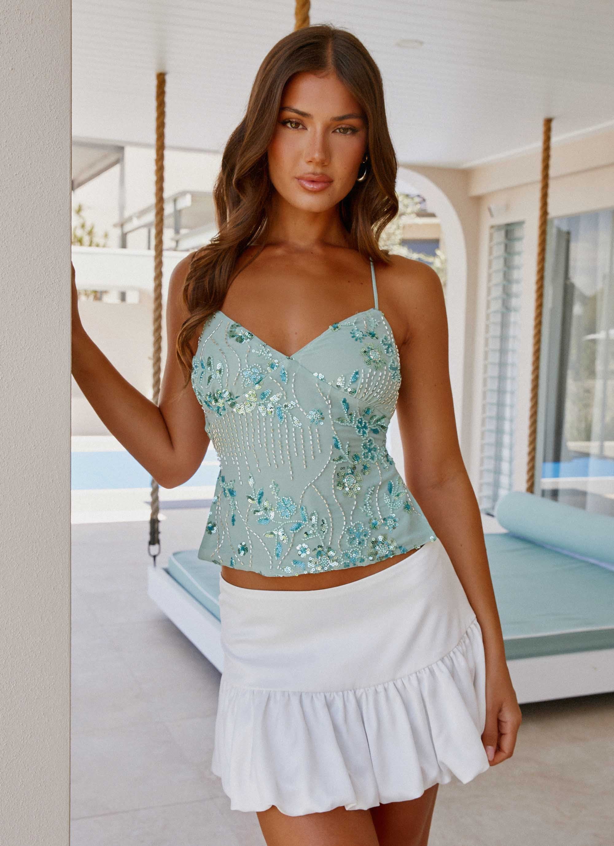 Kira | Top Cami Dos Nu à Sequins