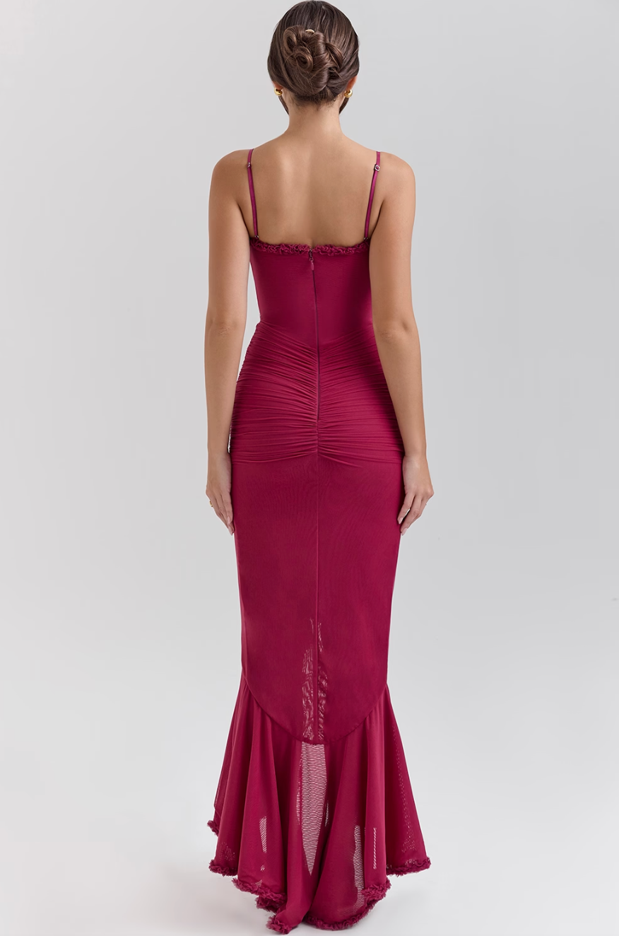 Leah | Robe Longue Fendue à Volants