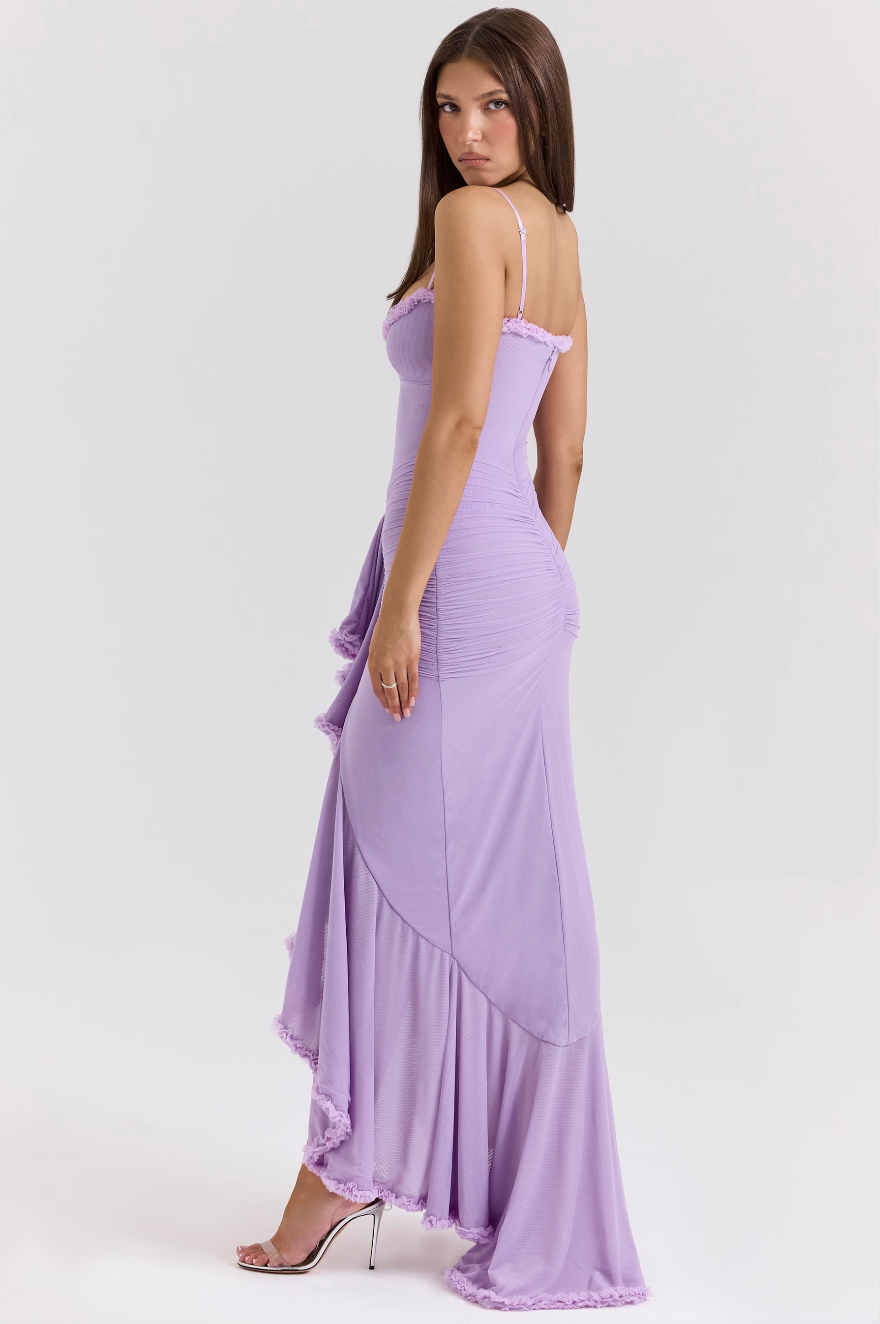 Leah | Robe Longue Fendue à Volants