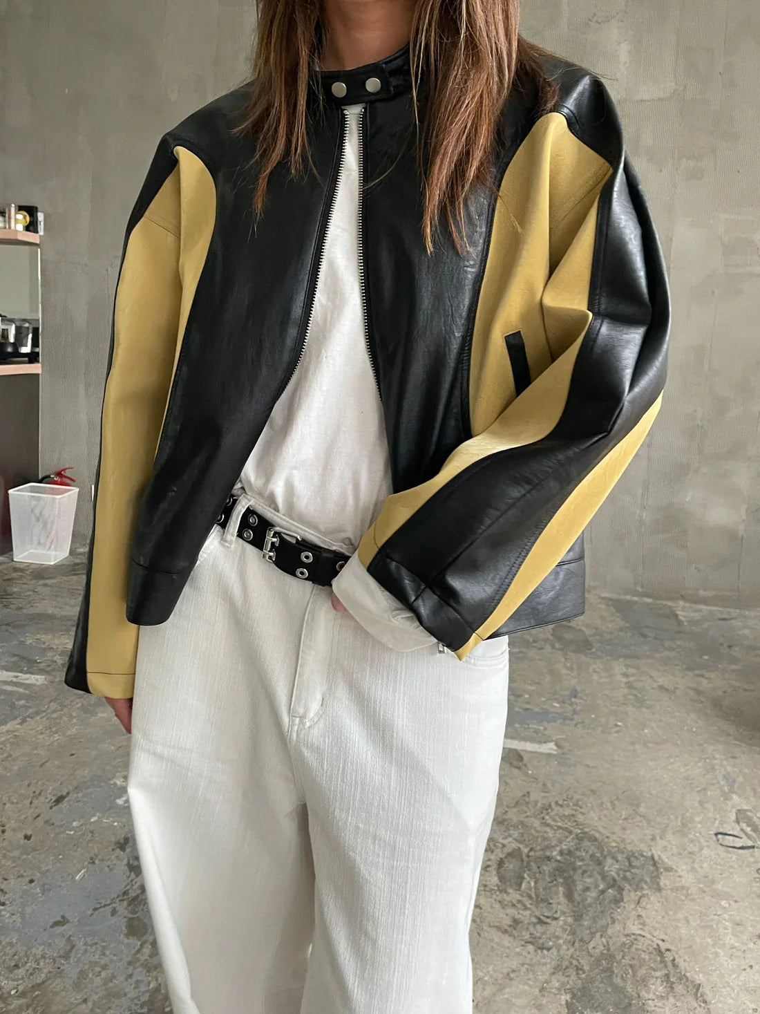 Iris | Veste En Cuir Contrasté