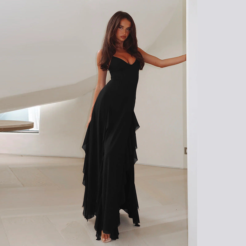 Tania | Robe Longue Fendue à Bretelles